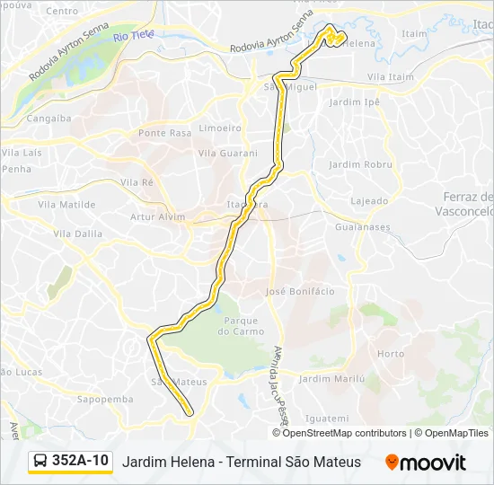352A-10 Bus Line Map