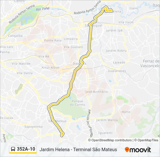 352A-10 Bus Line Map