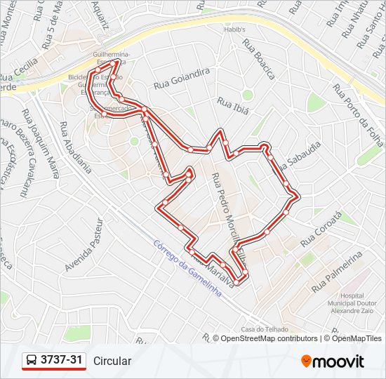 Mapa da linha 3737-31 de ônibus