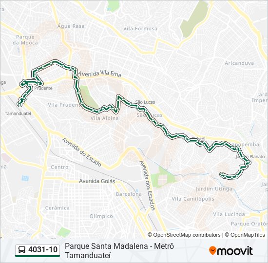 Mapa da linha 4031-10 de ônibus