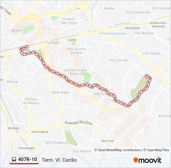 Mapa de 407R-10 de autobús