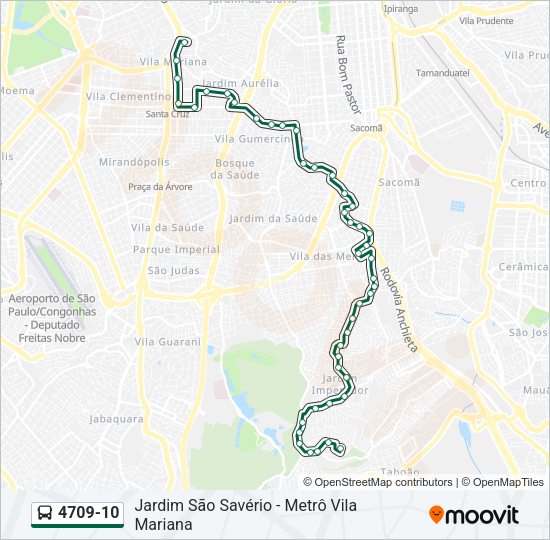 Mapa da linha 4709-10 de ônibus