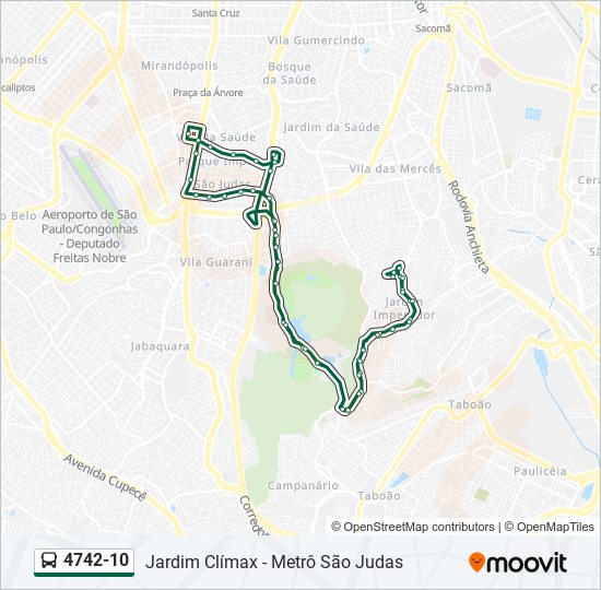 Mapa da linha 4742-10 de ônibus