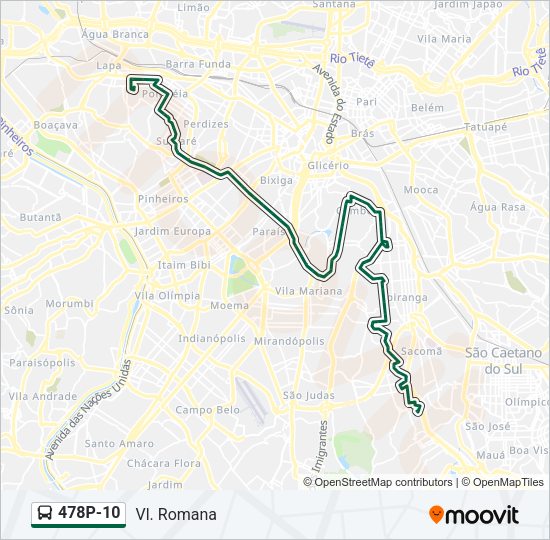 Mapa da linha 478P-10 de ônibus