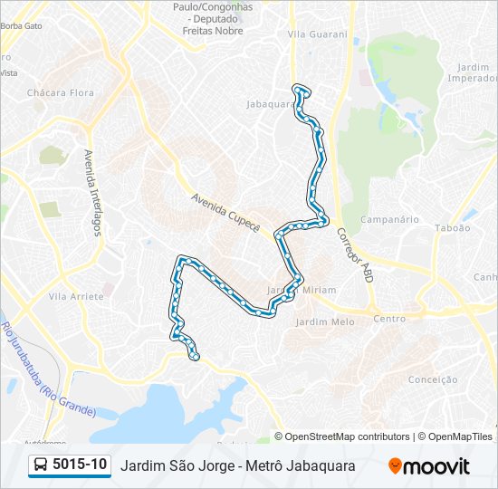 Mapa da linha 5015-10 de ônibus