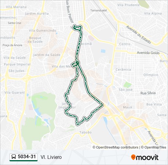 Mapa da linha 5034-31 de ônibus