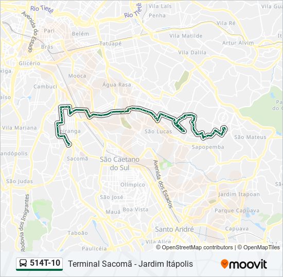 514T-10 bus Line Map