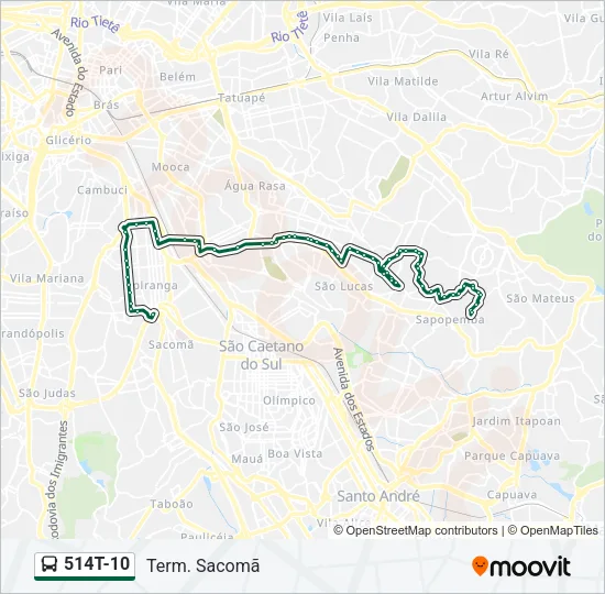 514T-10 Bus Line Map