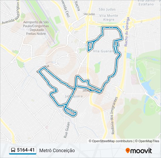 Mapa da linha 5164-41 de ônibus