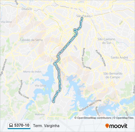Mapa da linha 5370-10 de ônibus