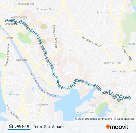 546T-10 Bus Line Map