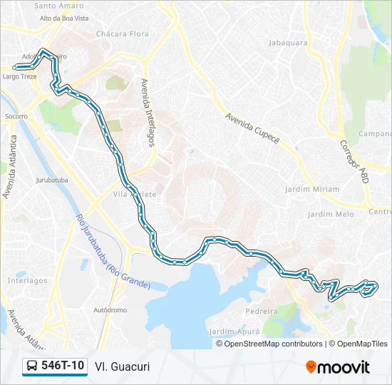 546T-10 Bus Line Map