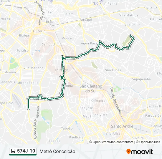 574J-10 Bus Line Map