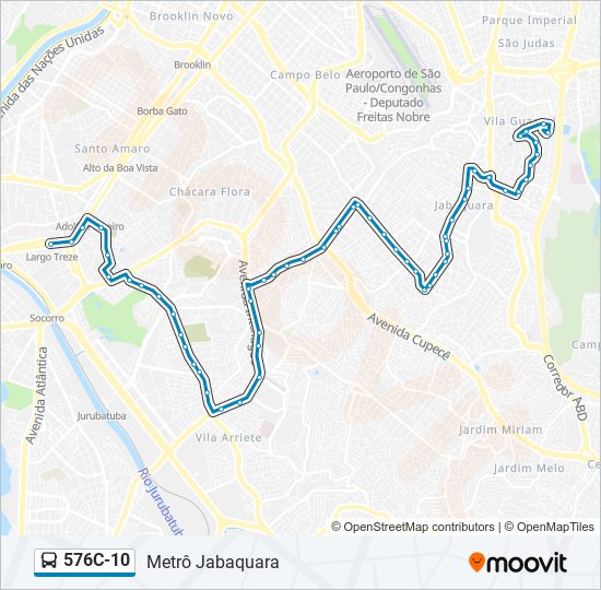 Mapa da linha 576C-10 de ônibus