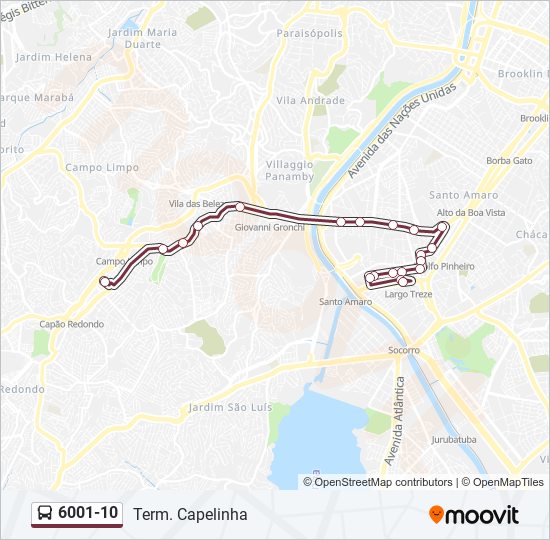 6001-10 bus Line Map