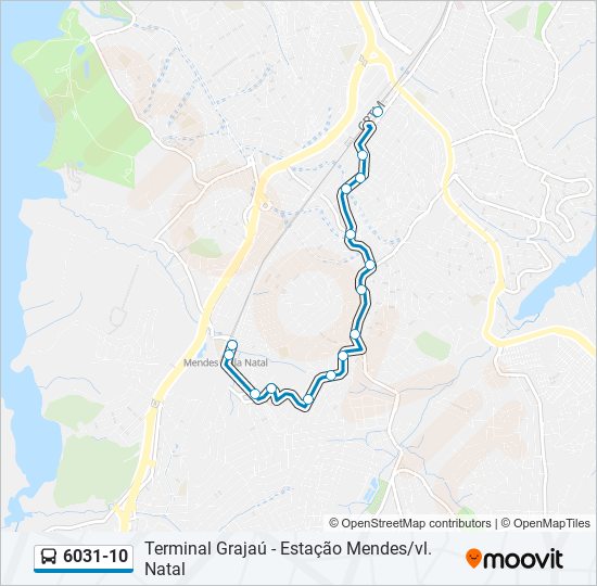 Mapa da linha 6031-10 de ônibus