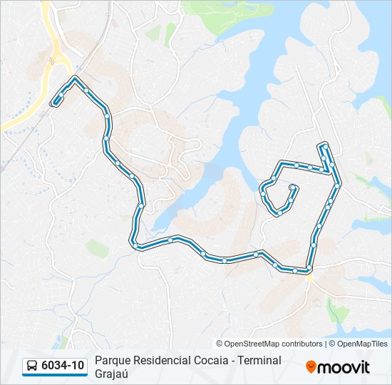 Mapa da linha 6034-10 de ônibus