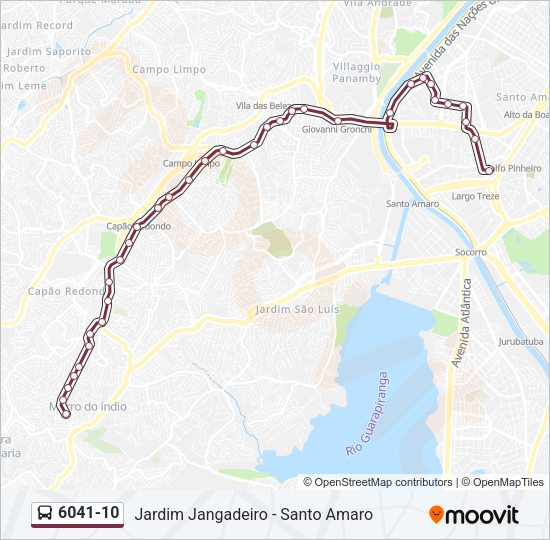Mapa da linha 6041-10 de ônibus