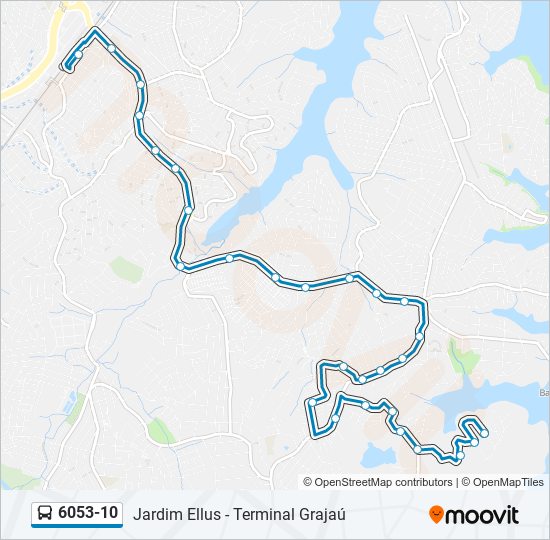 Mapa da linha 6053-10 de ônibus