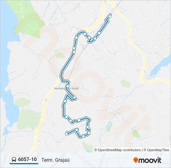 Mapa da linha 6057-10 de ônibus