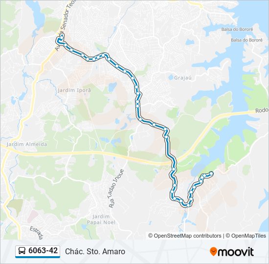 Mapa da linha 6063-42 de ônibus