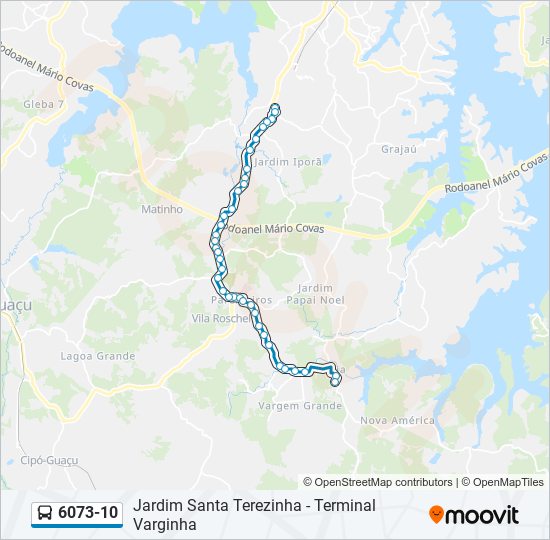 Mapa da linha 6073-10 de ônibus