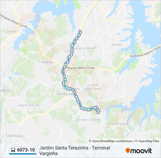 Mapa da linha 6073-10 de ônibus