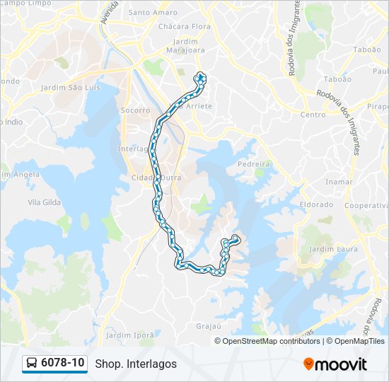 Mapa da linha 6078-10 de ônibus