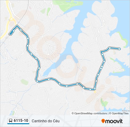 Mapa da linha 6115-10 de ônibus