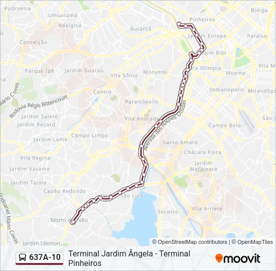 637A-10 Bus Line Map