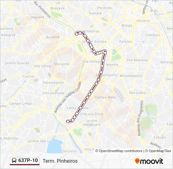637P-10 Bus Line Map