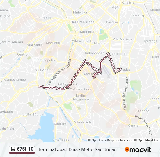675I-10 Bus Line Map