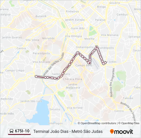 675I-10 Bus Line Map