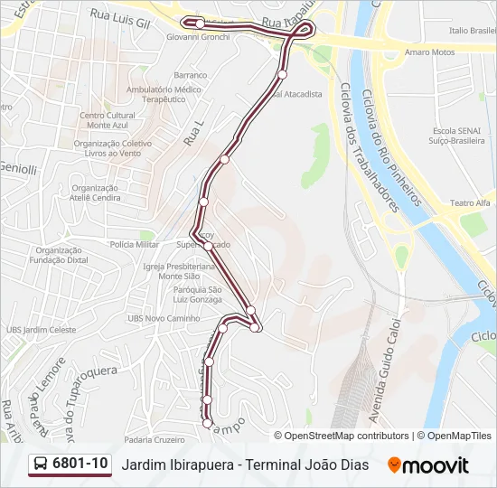 6801-10 Bus Line Map