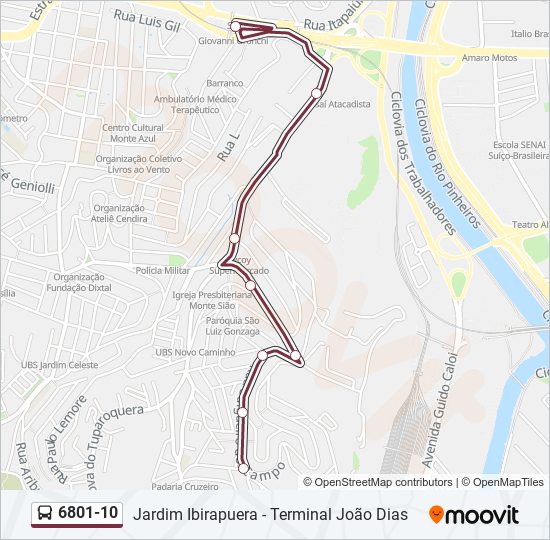 Mapa de 6801-10 de autobús