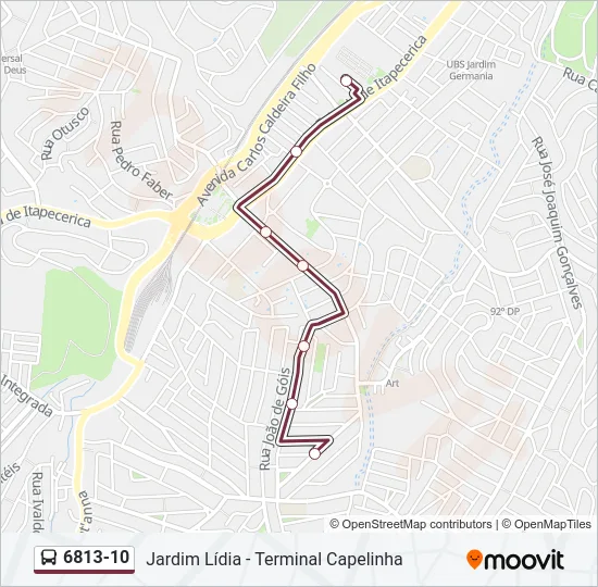6813-10 Bus Line Map