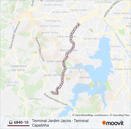 Mapa da linha 6840-10 de ônibus