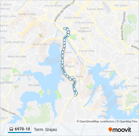 Mapa da linha 6970-10 de ônibus