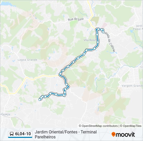 Mapa da linha 6L04-10 de ônibus