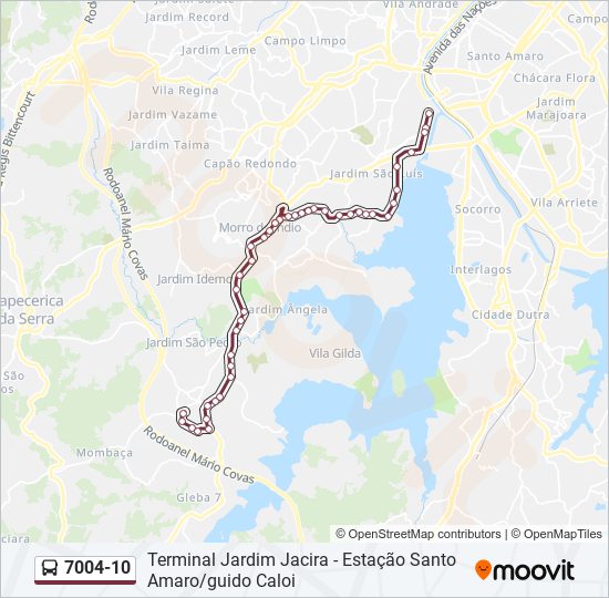 Mapa da linha 7004-10 de ônibus