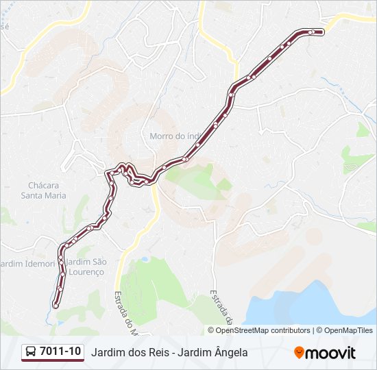 Mapa da linha 7011-10 de ônibus