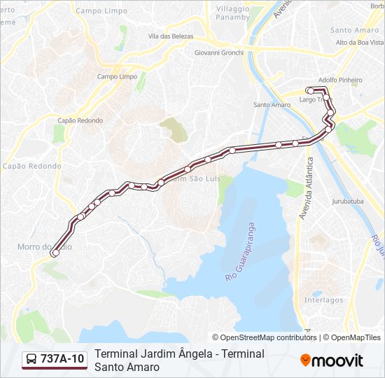 Mapa da linha 737A-10 de ônibus