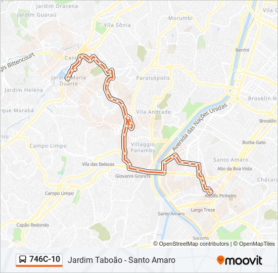 Mapa da linha 746C-10 de ônibus