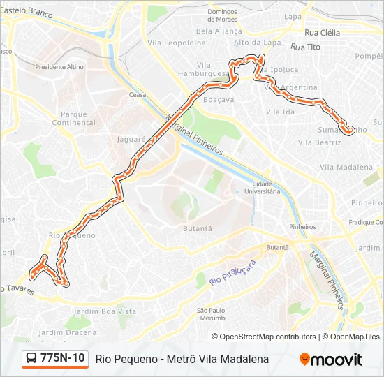 775N-10 Bus Line Map