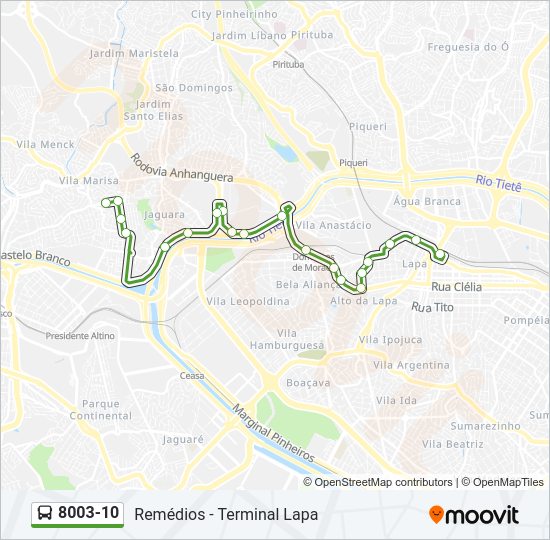 Mapa de 8003-10 de autobús