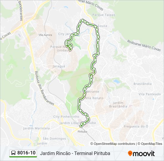 Mapa de 8016-10 de autobús