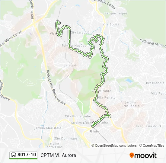 Mapa da linha 8017-10 de ônibus