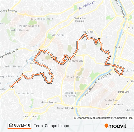 807M-10 Bus Line Map