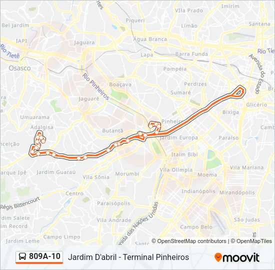 809A-10 Bus Line Map