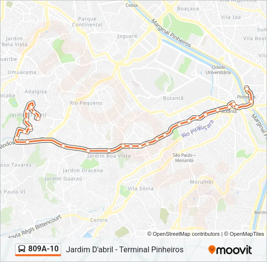 809A-10 Bus Line Map